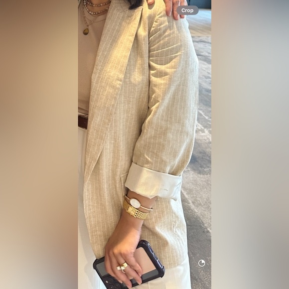 Zara cotton blazer beige and white stripes as M - Picture 3 of 3